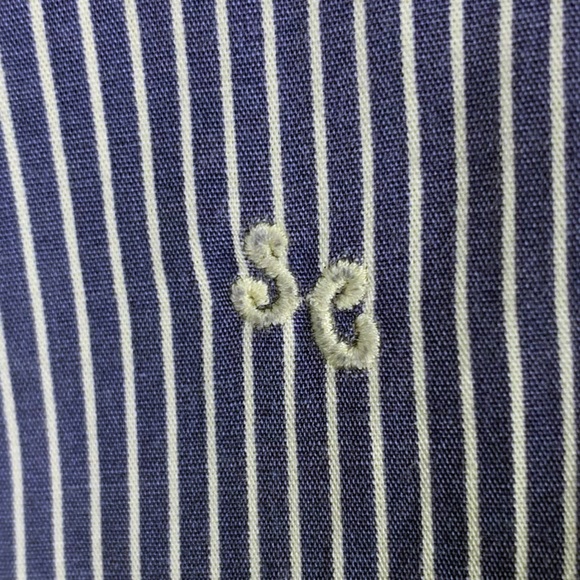 Scotch & Soda Men's Button Down Shirt Blue Stripe Tab Sleeve Cotton size L - Picture 9 of 11